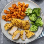Hähnchenschnitzel mit Süßkartoffeln und Brokkoli