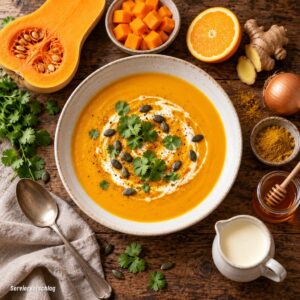 Kürbis Curry Suppe – Serviervorschlag